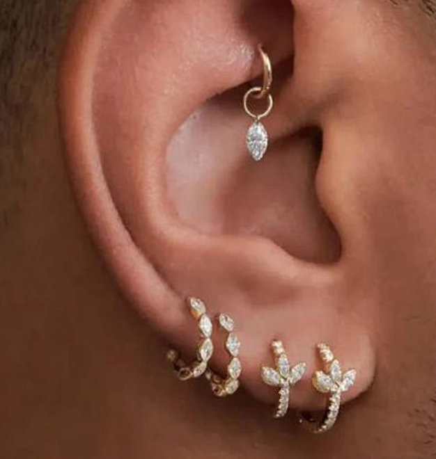 Marquise Crown Huggie Hoops