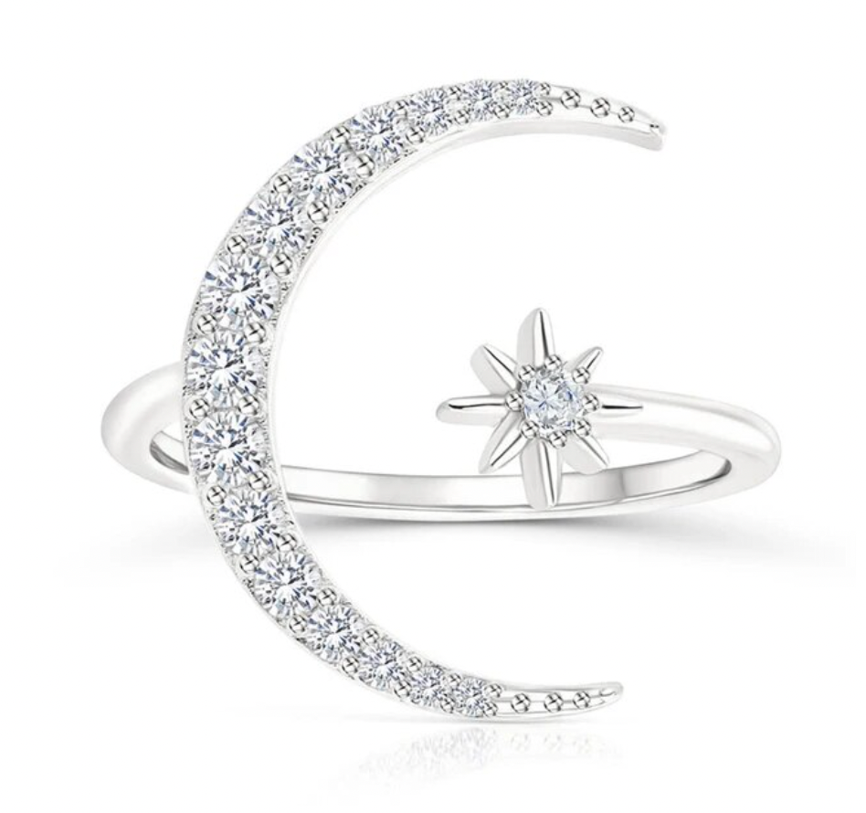 Moon Tiny Star Ring