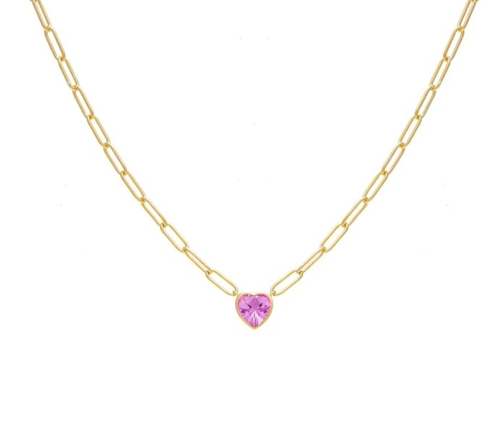 Crystal Heart Chained Necklace