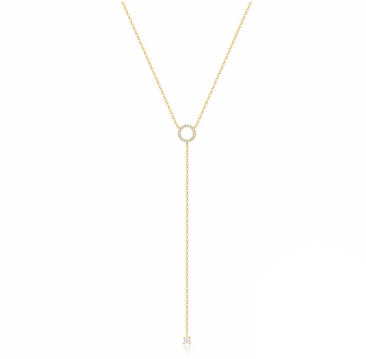 Open Pavé Circle Lariat Necklace