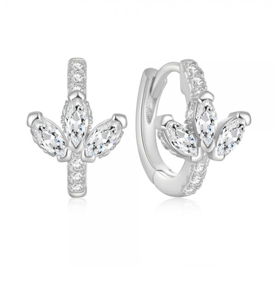 Marquise Crown Huggie Hoops