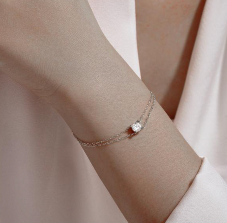 Double Chain Circle Stone Bracelet