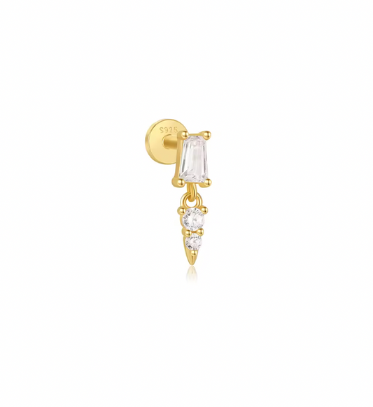 Baguette with Dangling Spike Stud Earring