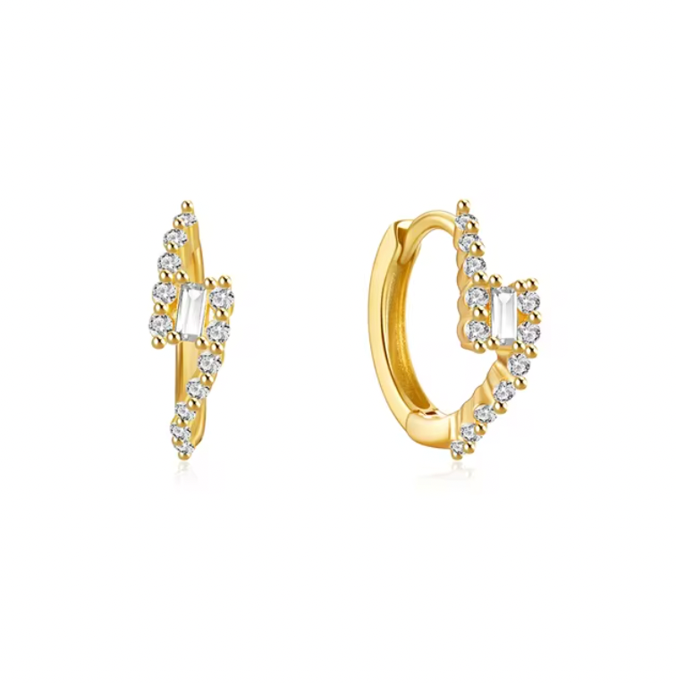 Pavé Twist Hoops with Crystal Baguette