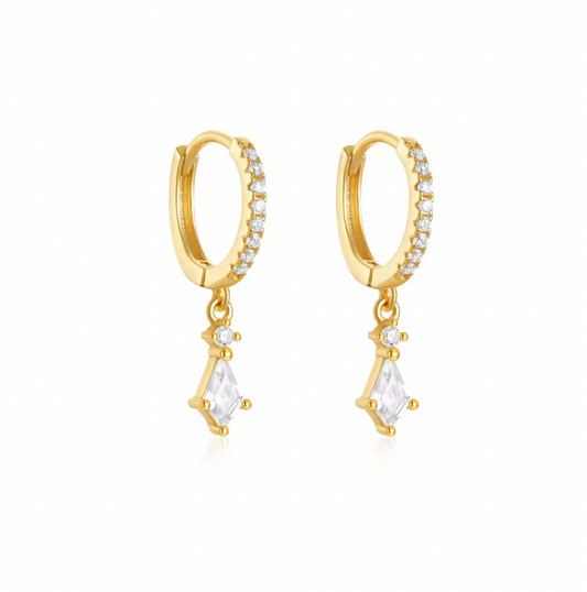 Dangling Circle Rhombus Pavé Hoops