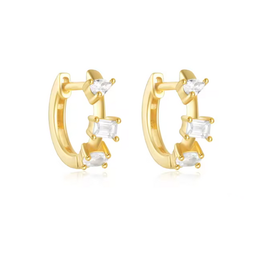 Triple Shapes Huggie Hoops