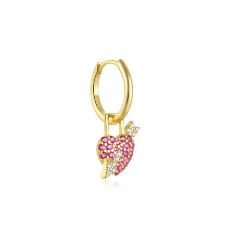 Pink Arrow Heart Hoop