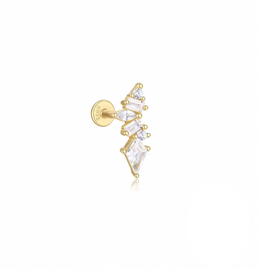 Baguettes Marquise Rhombus Stud Earring
