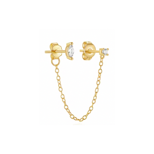 Chain on Marquise & Circle Stud