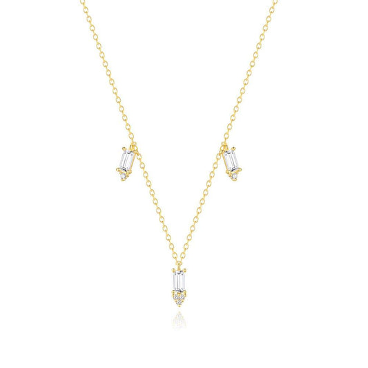 Triple Spiked Baguettes Necklace