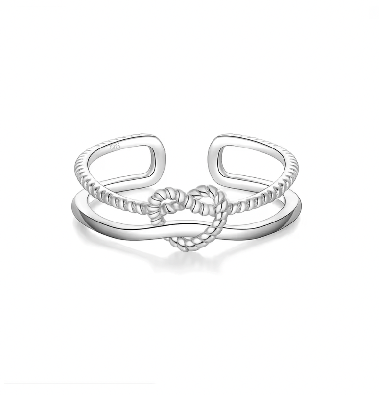 Rope Heart Double Line Ring