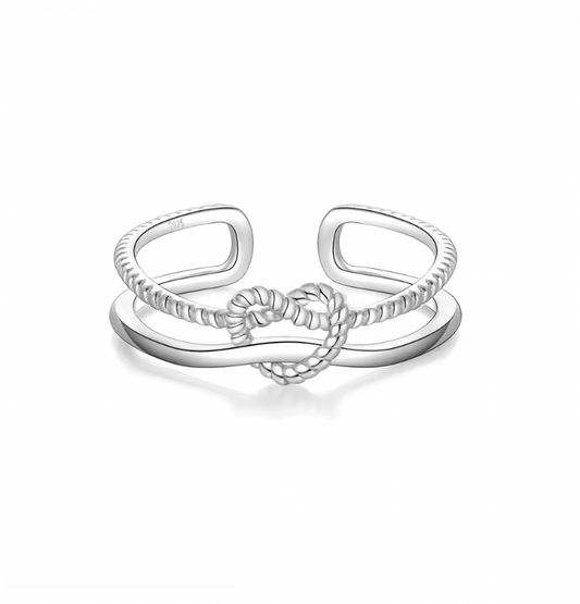 Rope Heart Double Line Ring