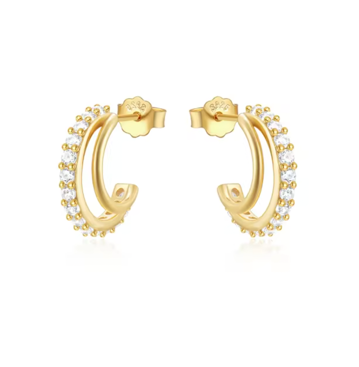 Pavé Bold Double Illusion Hoops