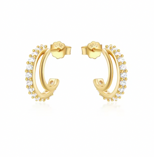 Pavé Bold Double Illusion Hoops