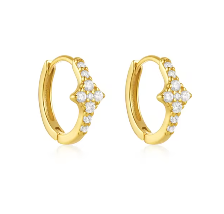 Pavé Four Petals Huggie Hoops