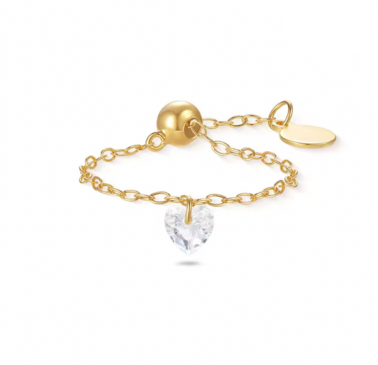 Dangling Crystal Heart Ring