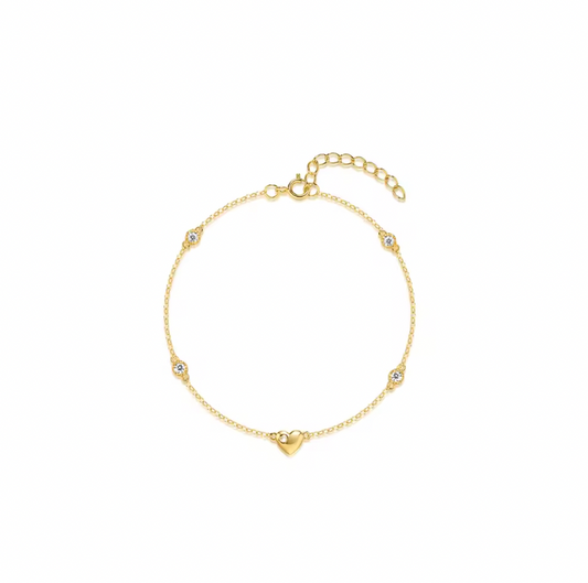 Golden Heart Crystal Circles Bracelet