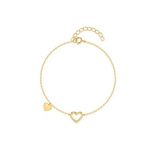 Hollow Heart with Dangling Heart Bracelet