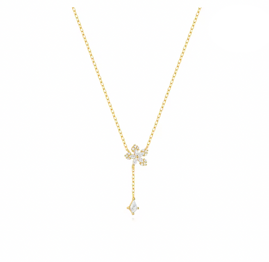 Blooming Flower Rhombus Lariat Necklace