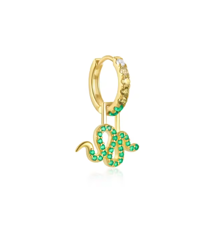 Pavé Green Snake Hoop