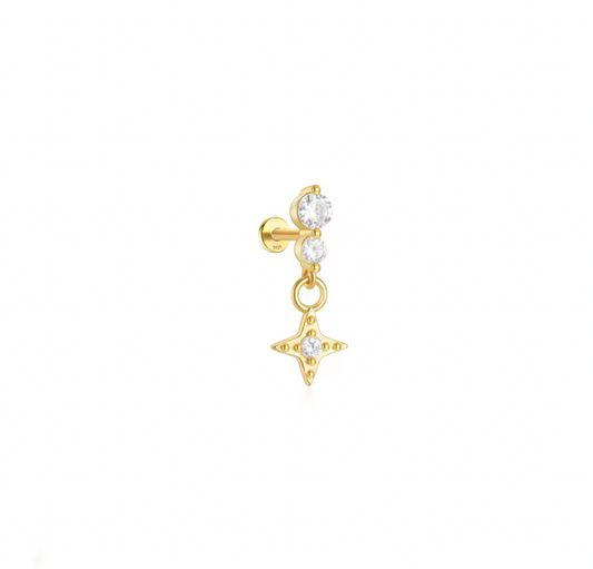 Double Circles Dangling North Star Stud