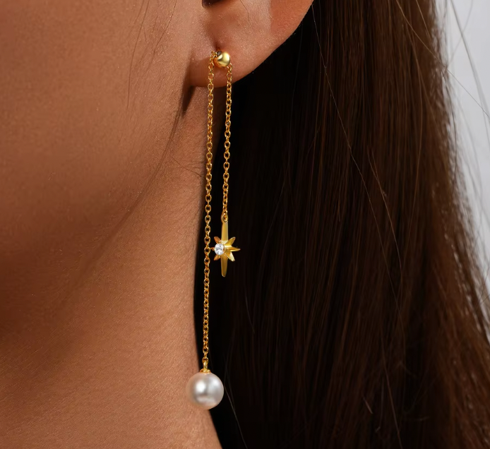 Pearl North Star Tassel Earring