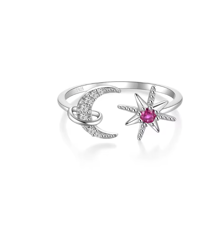 Pavé Moon Pink North Star Ring