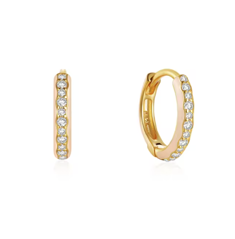 Half Pavé Half Enamel Hoops