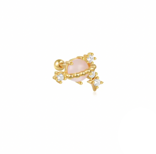 Pink Planet with Stars Stud Earring