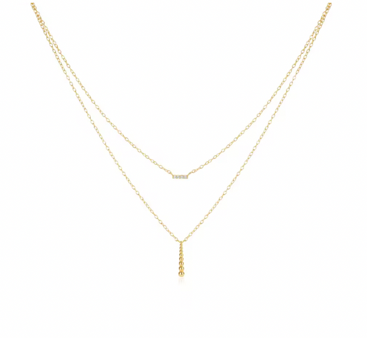 Pavé Bar Bubbly Drops Double Layered Necklace