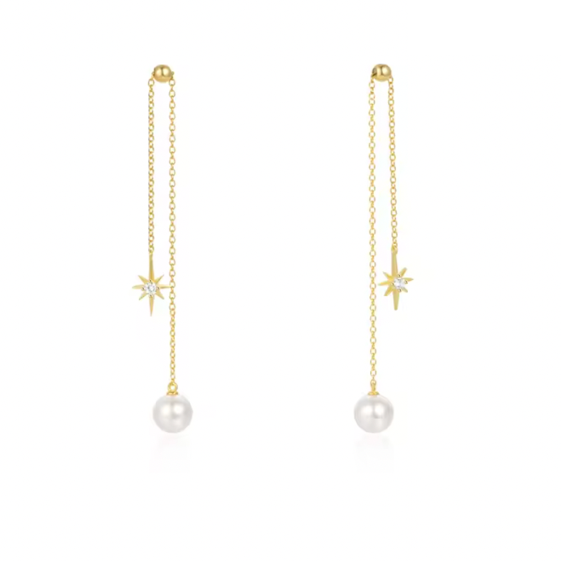 Pearl North Star Tassel Earring