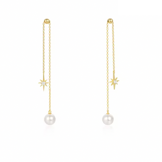 Pearl North Star Tassel Earring