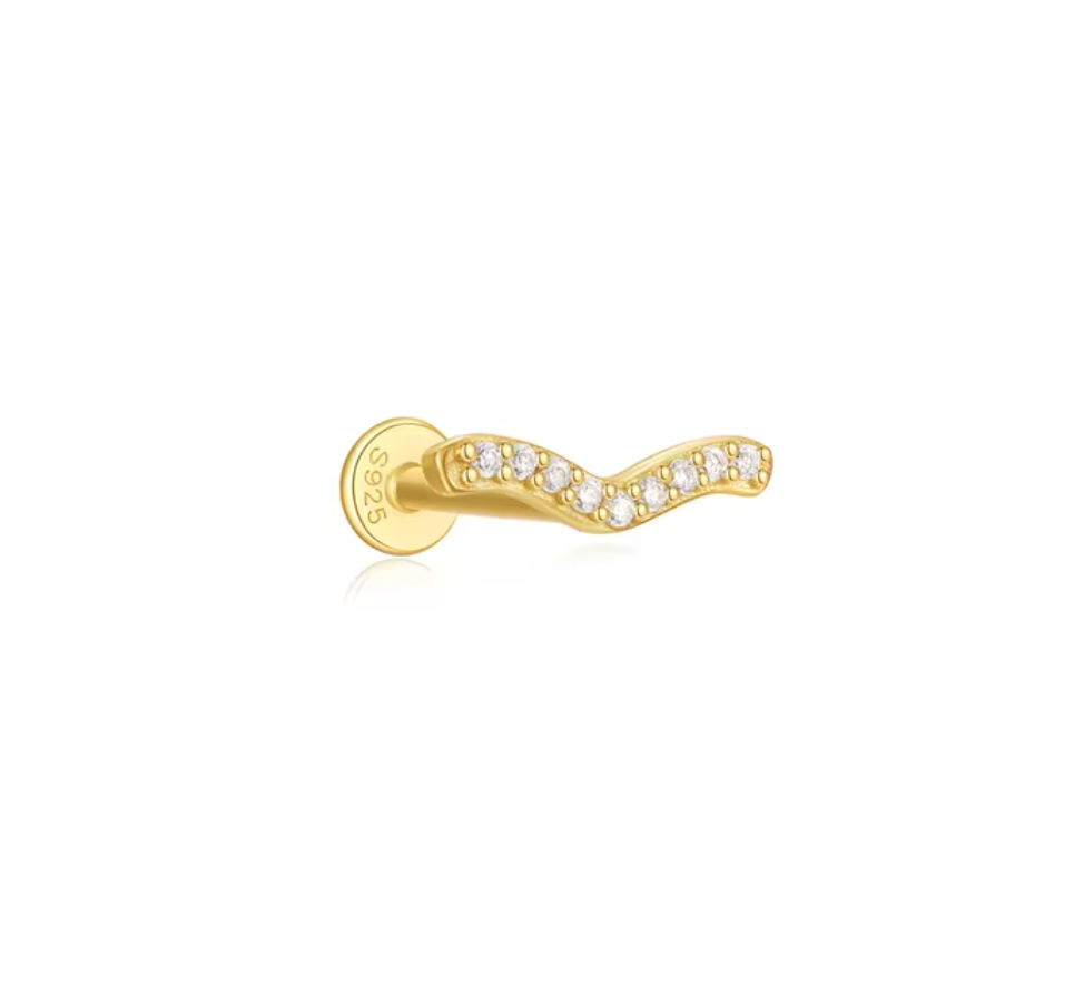 Pavé Flat V Stud Earring