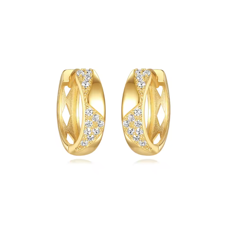 Pavé Bold Wavy Pattern Huggie Hoops