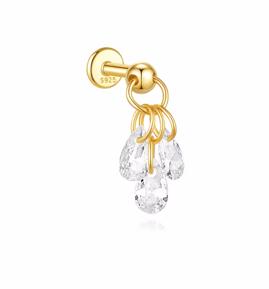Dangling Triple Crystal Charms Stud Earring