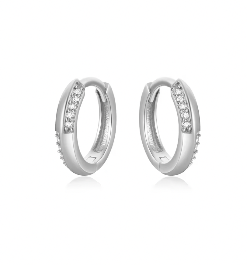Pavé Bold Squares Huggie Hoops
