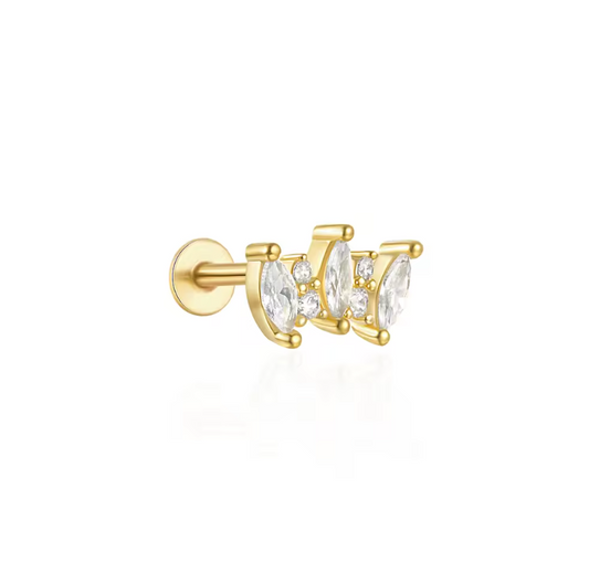 Triple Marquise with Circle Stones Stud Earring