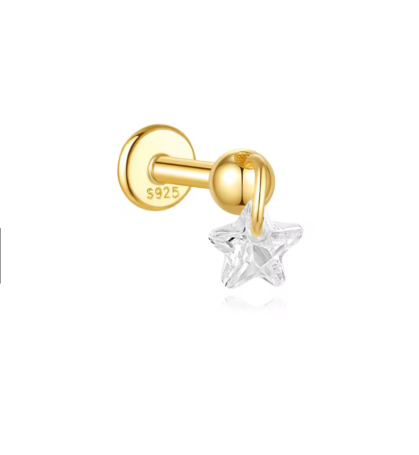 Dangling Crystal Star Stud