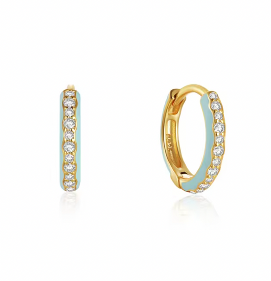 Half Pavé Half Enamel Hoops