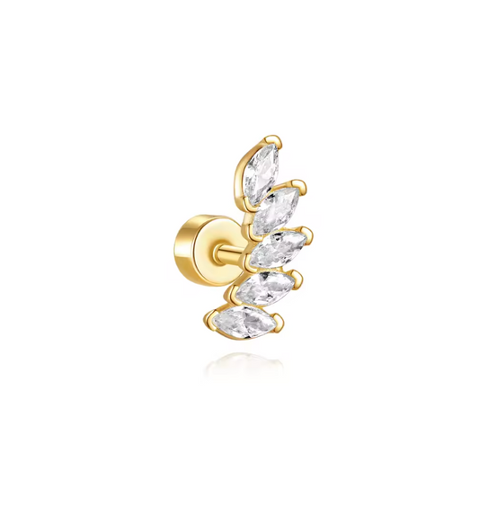 Curved Marquise Petals Stud Earring