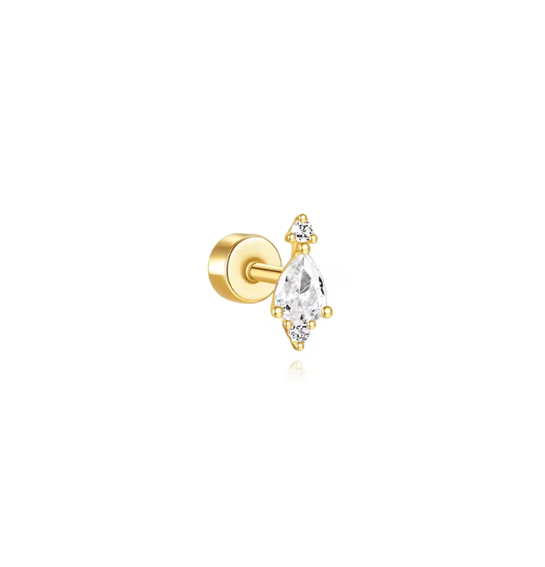 Pear Circle Stone Stud Earring