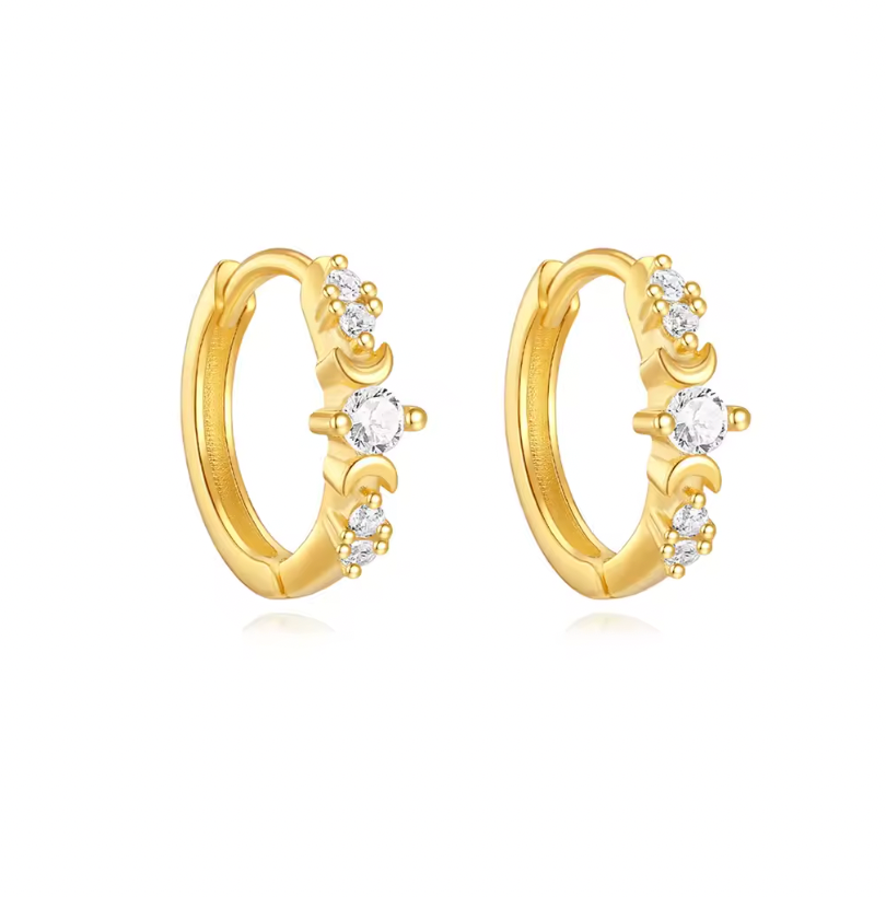 Circle Stones Bold Moons Huggie Hoops