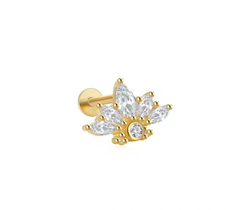 Big Crown Stud Earring with Circle