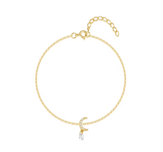 Pavé Moon Dangling Crystal Charm Bracelet
