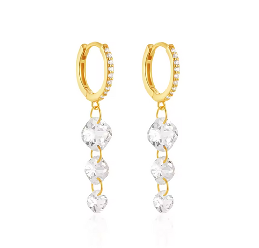 Dangling Triple Crystals Hoops