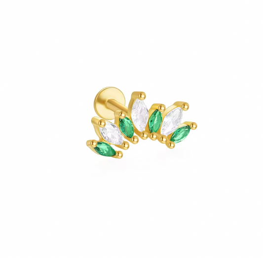 White & Green Big Crown Stud