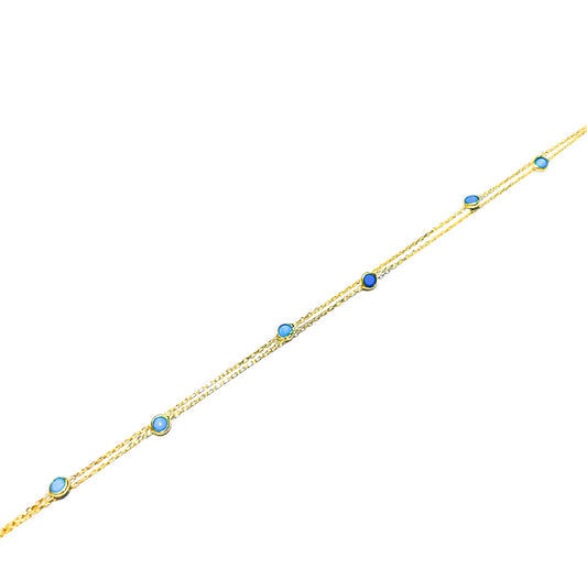 Double Chain with Blue Circles Anklet