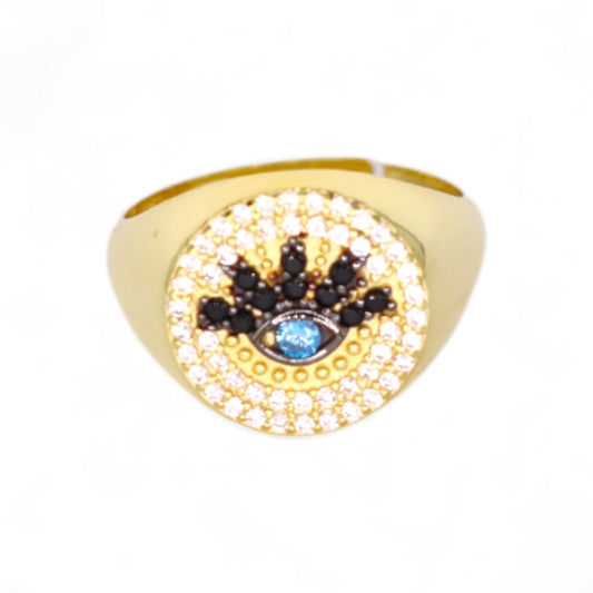 Pavé Evil Eye Signet Ring