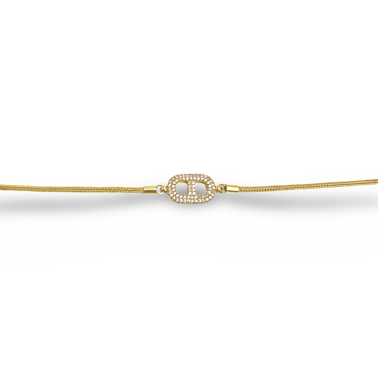 Pavé Oval Link Foxtail Chain Bracelet