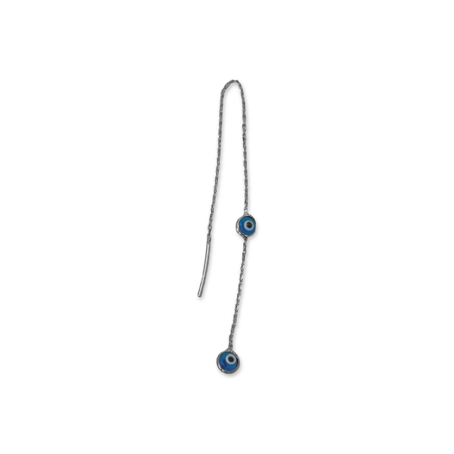 Double Blue Evil Eyes Threader Earring